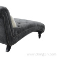 Chaise Wholesale Dark Grey Fabric Button Tufting Sofa Chaise with Solid Wood Legs CX635B